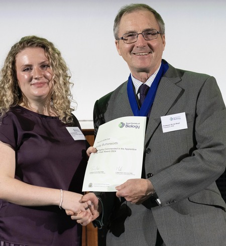 Manchester Met bioscience apprentice wins Royal Society of Biology Award 